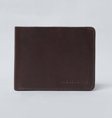 Men Brown Leather Two Fold Wallet